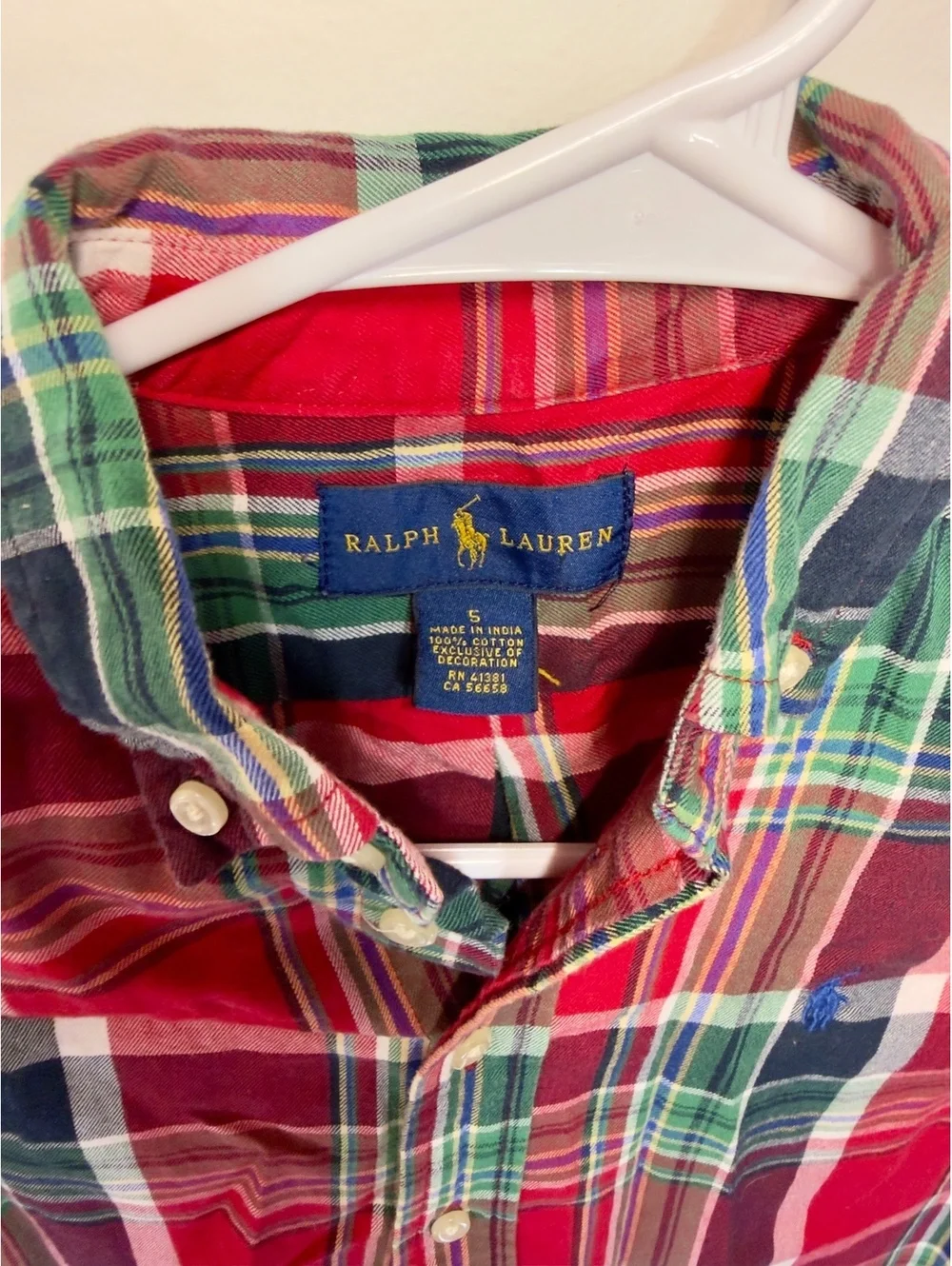 Boys Ralph Lauren size 5 red plaid button down shirt
